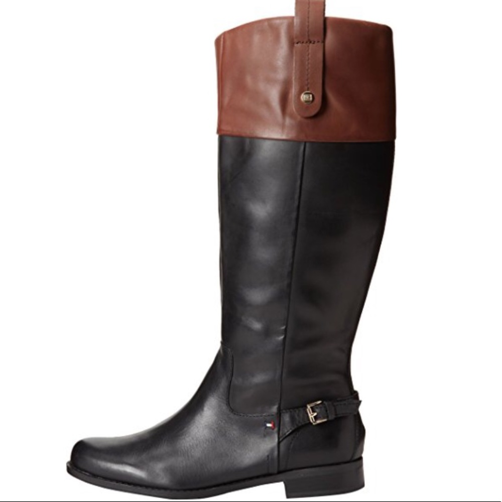 Tommy Hilfiger Black Dark Cognac Riding Boot - Picture 7 of 8